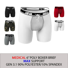 Load image into Gallery viewer, MAX Support 6 inch Boxer Briefs Polyester Gen 3.1 Black, Camo, Gray, Red & White