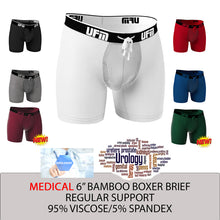 Load image into Gallery viewer, REG Support 6 Inch Boxer Briefs Bamboo Black, Red, Gray, Royal Blue, White +NEW Wine and Pine