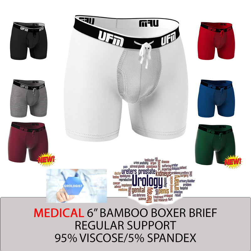 UFM 9" Bamboo Boxer Briefs With Adjustable Support Pouch - Regular Support Gen 5, Moisture Wicking Men's Underwear