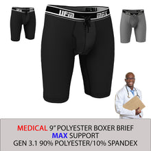 Load image into Gallery viewer, MAX Support 9 Inch Boxer Briefs Polyester Gen 3.1 Black and Gray