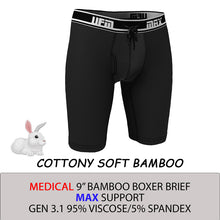 Load image into Gallery viewer, MAX Support 9 Inch Boxer Briefs Bamboo Gen 3.1 Black