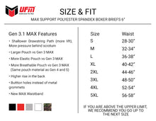 Load image into Gallery viewer, MAX Support 6 inch Boxer Briefs Polyester Gen 3.1 Black, Camo, Gray, Red & White